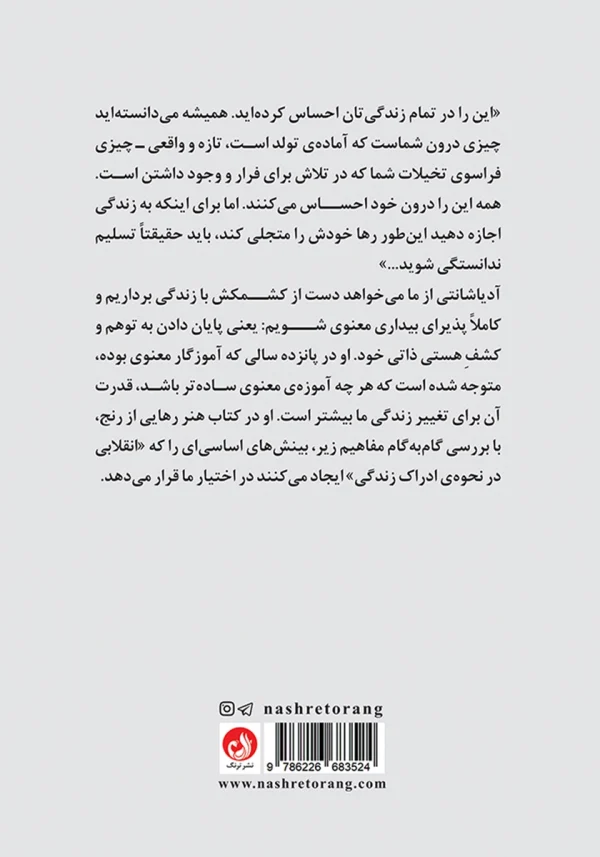 پشت جلد کتاب با توضیحی از هدف نویسنده