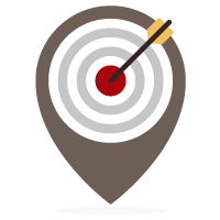 وکتور پیکان با پر زرد که روی تخته هدف تیر اندازی با کمان برخورد کرده که نشانه هدف های نشر ترنگ است